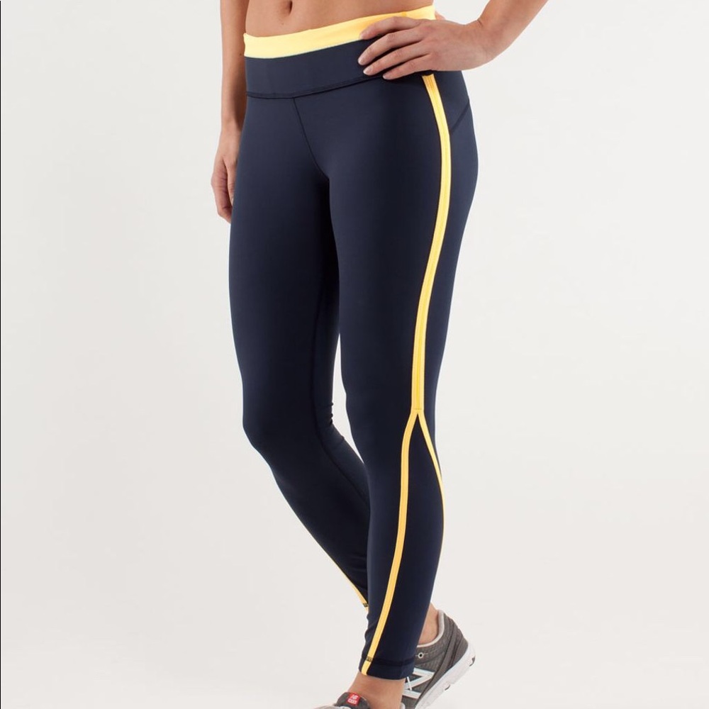 Lululemon Run Pace Tights (Navy/Yellow)